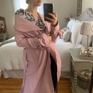 Pink Suede-like Trenchcoat w/ Sleeve Tie Detailing